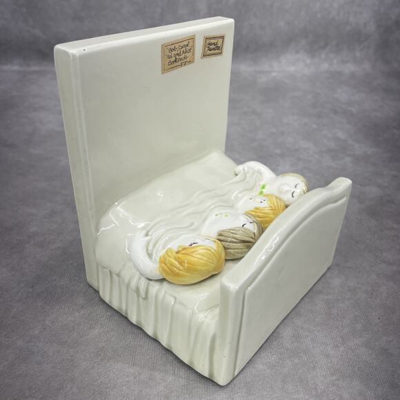 HTF 1977 Fitz & Floyd Bookend Movie Bob Carol Ted Alice Bed Sleepy Japan Whimsy - Picture 1 of 8